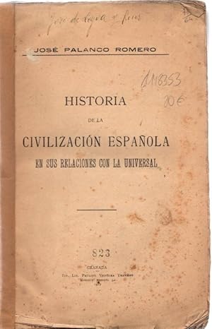 Bild des Verkufers fr Historia de la civilizacin espaola en sus relaciones con la universal . zum Verkauf von Librera Astarloa