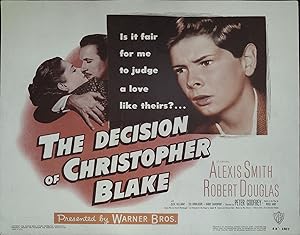 Bild des Verkufers fr The Decision of Christopher Blake Lobby Title Card 1948 Alexis Smith, Robert Douglas zum Verkauf von AcornBooksNH