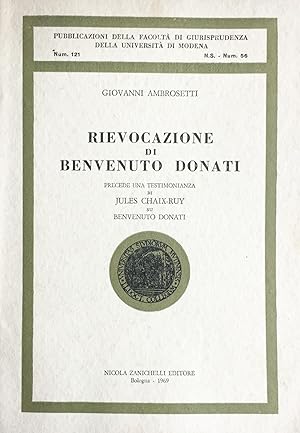Seller image for Rievocazione di Benvenuto Donati for sale by TORRE DI BABELE