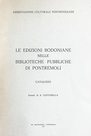 Le edizioni bodoniane nelle biblioteche pubbliche di Pontremoli