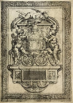 Study of an architectural devotional with a Sacred Heart and three Putti