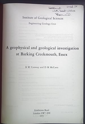 Imagen del vendedor de A geophysical and geological investigation at Barking Creekmouth, Essex. a la venta por books4less (Versandantiquariat Petra Gros GmbH & Co. KG)