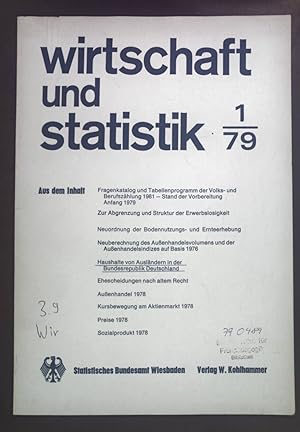 Bild des Verkufers fr Wirtschaft und Statistik 1/79. zum Verkauf von books4less (Versandantiquariat Petra Gros GmbH & Co. KG)
