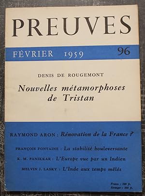 Seller image for PREUVES - Revue n96 (1959) Tristan, Michel Seuphor, Inde, Hermann Hesse. for sale by Bouquinerie Spia