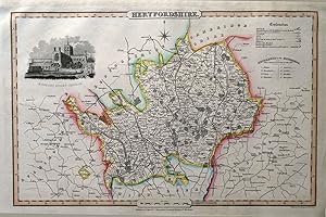 Antique Map HERTFORDSHIRE James Pigot Original Hand Coloured County Map c1830