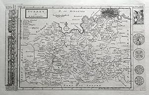 Antique Map SURREY, LONDON, Herman Moll, Original c1730