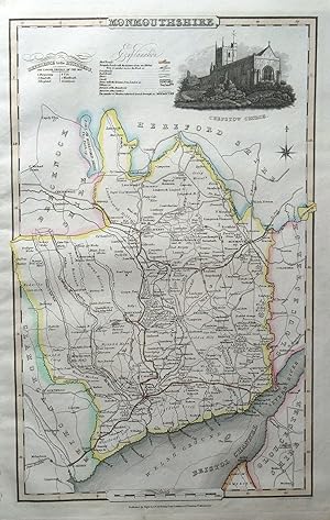 Antique Map MONMOUTHSHIRE WALES James Pigot Original Hand Coloured c1830