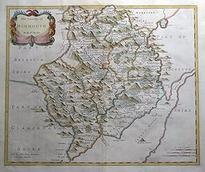 Antique Map MONMOUTHSHIRE, WALES, Robert Morden, original 1722
