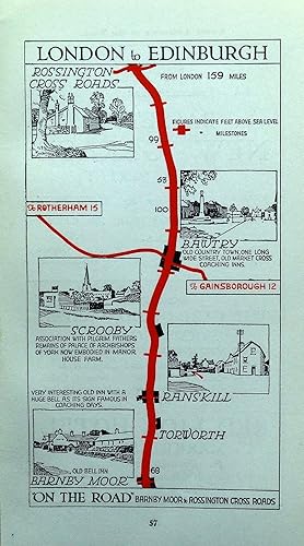 Antique Map TORWORTH, SCROOBY, BAWTRY,ROSSINGTON Original Pictorial Road Map c1920