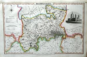 Antique Map MIDDLESEX & LONDON James Pigot Original Hand Coloured County Map c1830