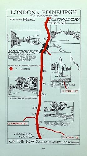 ALLERTON, BOROUGHBRIDGE, NORTON LE CLAY Original Antique Pictorial Road Map c1920