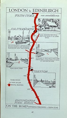Antique Map STOKE ROCHFORD, COLSTERWORTH, STRETTON Pictorial Road Map c1920