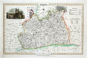 Antique Map SURREY & LONDON James Pigot Original Hand Coloured County Map c1830