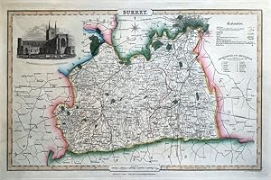 Antique Map SURREY & LONDON James Pigot, Isaac Slater Original 1846