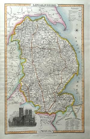 Antique Map LINCOLNSHIRE James Pigot Original Hand Coloured County Map c1830
