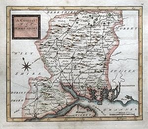 Antique Map HAMPSHIRE, Osborne, Original County Map 1748