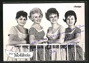 Bild des Verkufers fr Ansichtskarte Musikerinnen der Gruppe Die Kolibris in karierten Kleidern zum Verkauf von Bartko-Reher