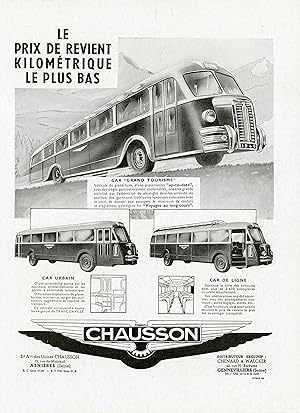 "CARS CHAUSSON" Annonce originale entoilée FRANCE ILLUSTRATION 1949