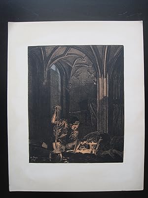 Bild des Verkufers fr Die Schatzsucher" Original-Lithographie, Probedruck, , Blatt: 47,5 x 35,5 cm, im Weien Rand etwas angestaubt, gutes Ex. zum Verkauf von Antiquariat Schleifer