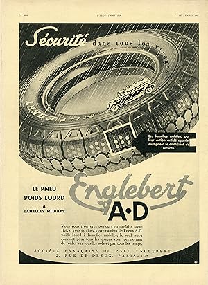 "ENGLEBERT A.D." Annonce originale entoilée L'ILLUSTRATION (04/09 /1937)