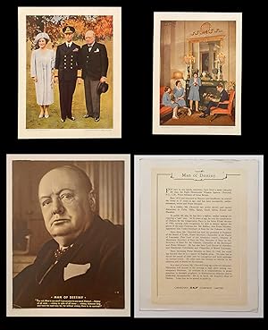 ["Man of Destiny"] Three Photos of Winston Churchill & the Royal Family c. 1940's