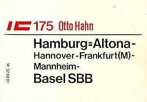 original-zuglaufschild: zürich hb - hamburg=altona + hamburg=altona - basel sbb.