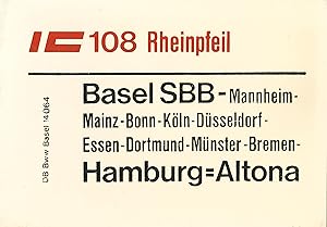 original-zuglaufschild: basel sbb - hamburg=altona + hamburg=altona - basel sbb