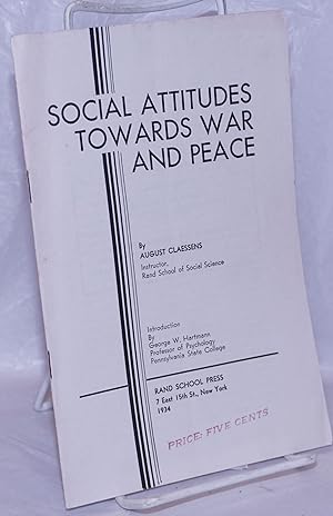Immagine del venditore per Social Attitudes Towards War and Peace venduto da Bolerium Books Inc.