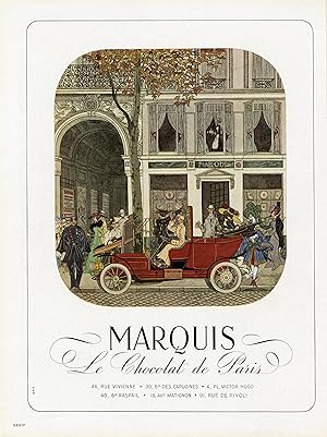"MARQUIS LE CHOCOLAT DE PARIS" Annonce originale entoilée PLAISIR DE FRANCE 1947