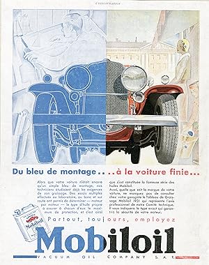 "MOBILOIL" Annonce originale entoilée L'ILLUSTRATION (1931)