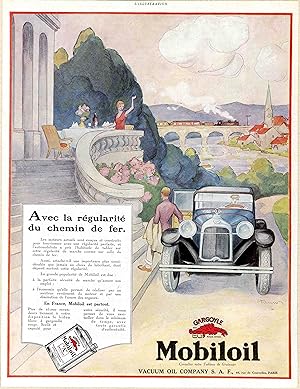 "MOBILOIL" Annonce originale entoilée L'ILLUSTRATION années 20