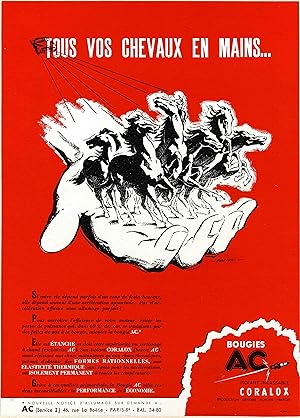 "BOUGIES AC" Annonce originale entoilée FRANCE-ILLUSTRATION début 50 par FALCUCCI