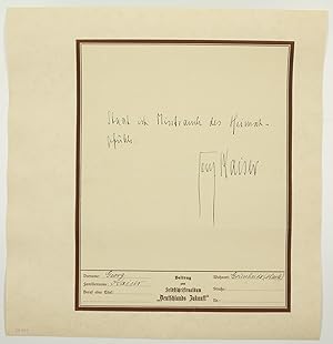 Imagen del vendedor de Eigenhndige Sentenz mit U. a la venta por Antiquariat INLIBRIS Gilhofer Nfg. GmbH