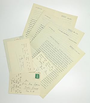 Bild des Verkufers fr 3 ms. Briefe mit eigenh. U., 2 eh. Postkarten mit U. und 1 eh. Briefkarte mit U. zum Verkauf von Antiquariat INLIBRIS Gilhofer Nfg. GmbH