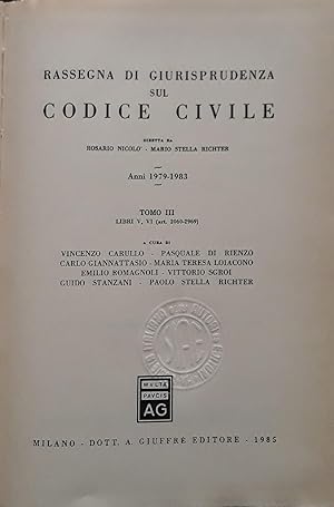 Image du vendeur pour Rassegna di giurisprudenza sul codice civile: Tomo 3: Libri 5, 6: artt. 2060-2969 mis en vente par librisaggi