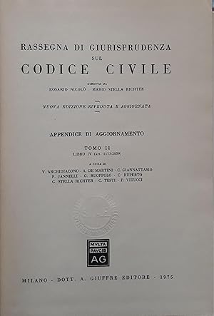 Image du vendeur pour Rassegna di giurisprudenza sul codice civile - tomo II libro IV (art.1173 -2059) mis en vente par librisaggi