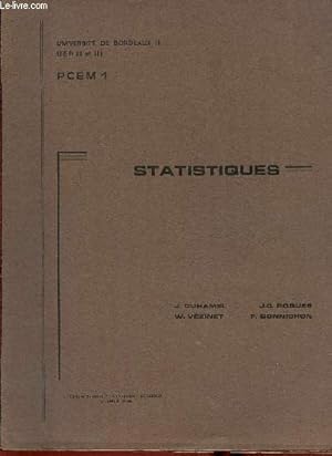 Bild des Verkufers fr Statistiques. Universit de Bordeaux II. UER II et III, PCEM 1 zum Verkauf von Le-Livre