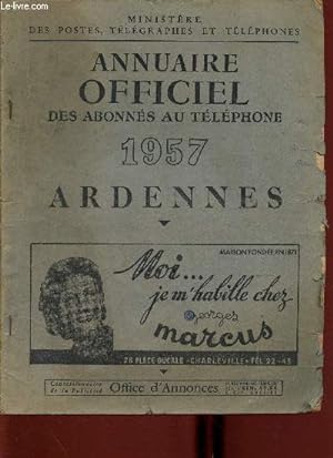 Imagen del vendedor de Annuaire officiel des abonns au tlphone 1957 : Ardennes a la venta por Le-Livre