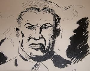 Original Ink Drawing, Angry Man.