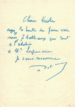 Image du vendeur pour Original letter from Andr DERAIN to the art historian and curator Jean Leymarie. mis en vente par Wittenborn Art Books