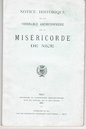 Notice historique de la Vénérable Archiconfrérie de la Miséricorde de Nice