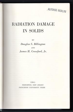 Immagine del venditore per Radiation damage in solids venduto da Sergio Trippini