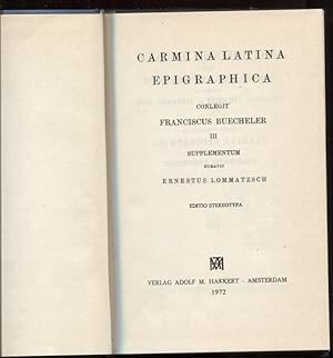 Camina Latina Epigraphica. III Supplementum.