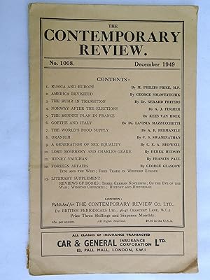 Seller image for The Contemporary Review No 1008 December 1949. for sale by Tony Hutchinson