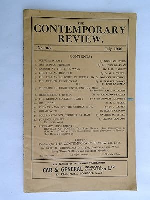 Imagen del vendedor de The Contemporary Review No 967 July 1946 a la venta por Tony Hutchinson