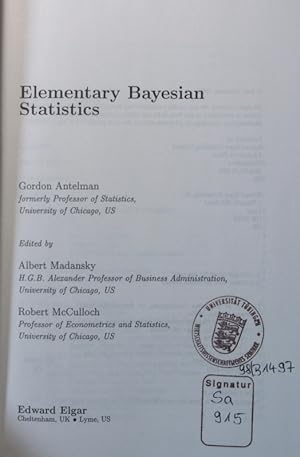 Image du vendeur pour Elementary bayesian statistics mis en vente par Antiquariat Bookfarm