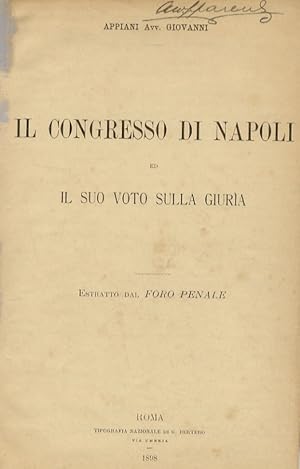 Immagine del venditore per Il Congresso di Napoli ed il suo voto sulla giuria. venduto da Libreria Oreste Gozzini snc