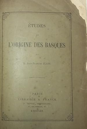 Imagen del vendedor de tudes sur l'origine des Basques a la venta por Librairie KOEGUI