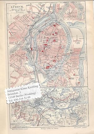 Lübeck. 1 alter Orig.- Stadtplan