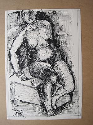 "Sitzender Frauenakt" Tusche/Karton, monogrammiert RH 55, Blatt: 59 x 41 cm, guter Zustand